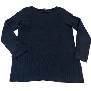 Lands' End‎ Women's Textured Navy Sweater Size Small S/P Cotton Blend